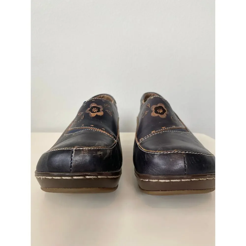 L’Artiste Spring Step Burbank Brown Leather Clogs EU 42 US 10.5-11 Comfort Shoe